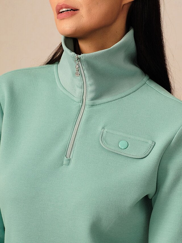 Women's Golf Pullover Sweatshirt Mint Green Long Sleeve Top
