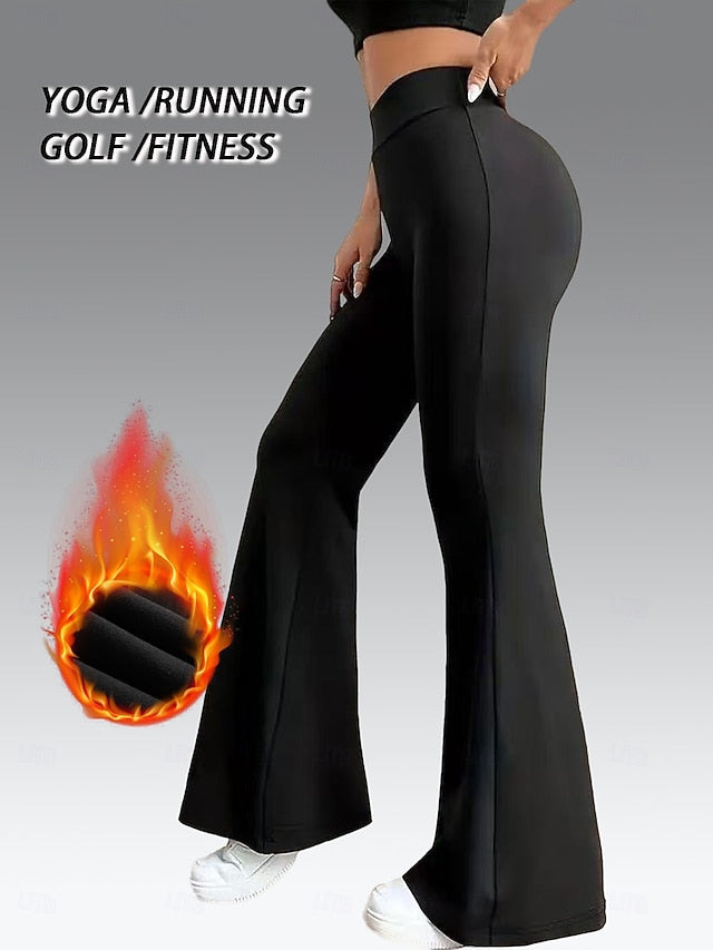 High waisted and hip lifting flared pants with plush insulation