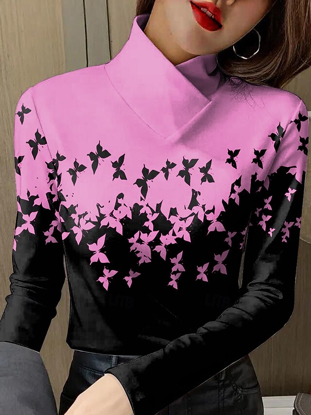 Women's T Shirt Print Graphic Butterfly Elegant Vintage