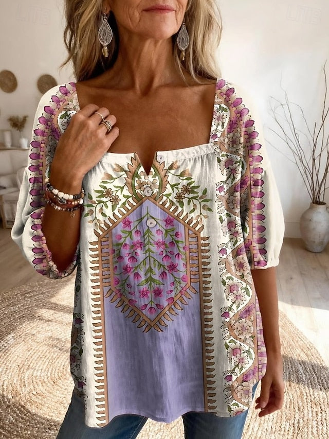 Women's Blouse Print Floral Graphic Bohemia Daily Stylish
