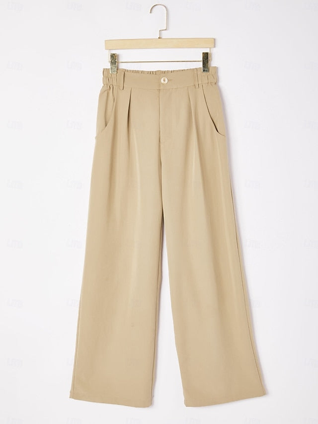 High Rise Elastic Waist Straight Pants