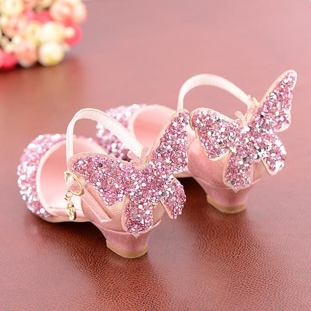 Flats – Girls' Butterfly-Embellished Sparkling Ballet