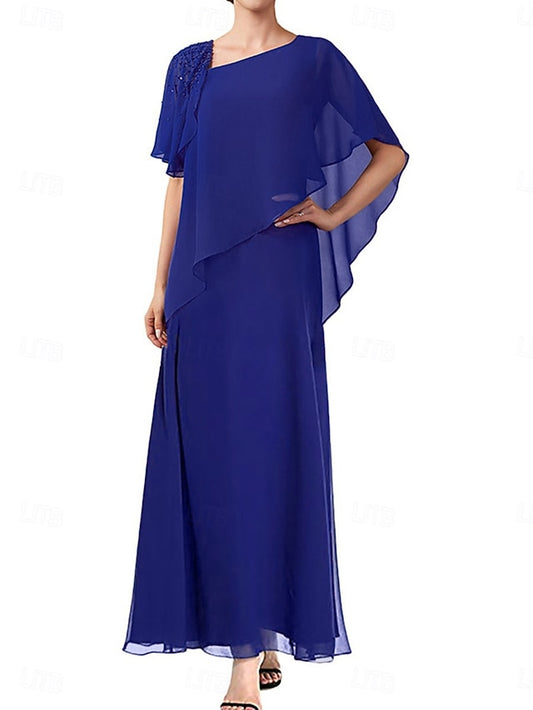 Elegant Neck A-Line Mother Simple Square the Bride of Dress