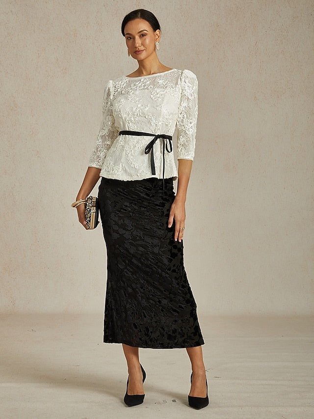 Women's Lace Tops Floral Graphic Elegant Stylish Boat Neck