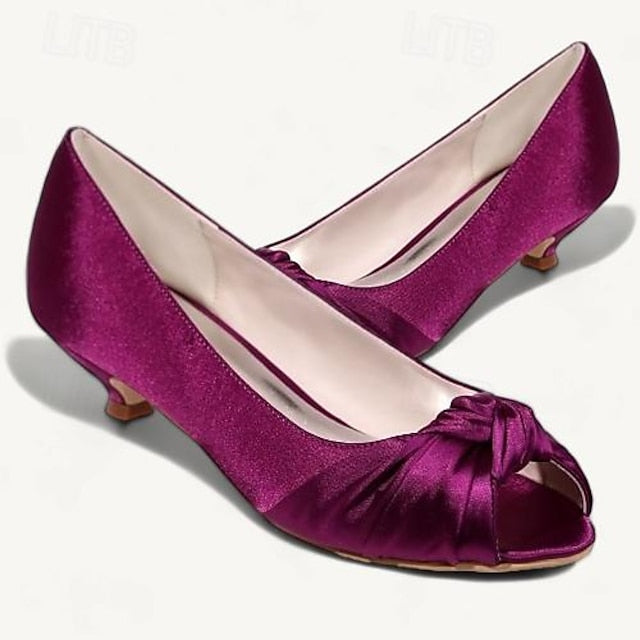 - Kitten Peep-Toe Women's Elegant Pink Blush Heels Satin