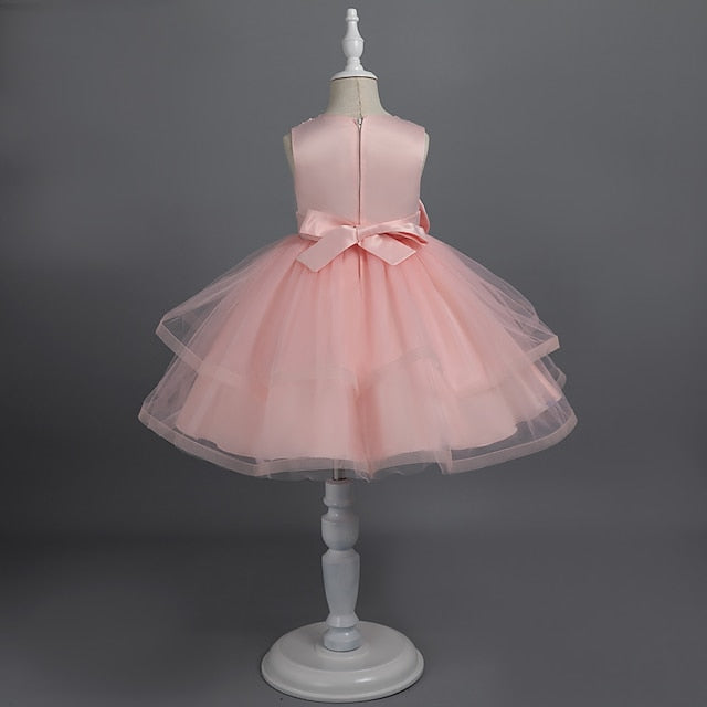 Dress Sleeveless Girls' Solid Color Party Toddler