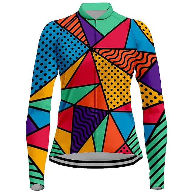 Women's Cycling Jersey Geometric Geometry Funny Long Sleeve