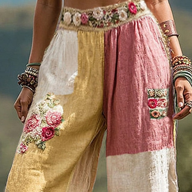 Women's Wide Leg Pants Trousers Palazzo Pants Vintage Boho