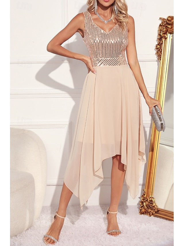 Women's Midi Dress Sequin Dress Party Dress Elegant Dress