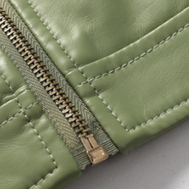 Zipper Pocket Women's Leather Faux Comfortable Jacket