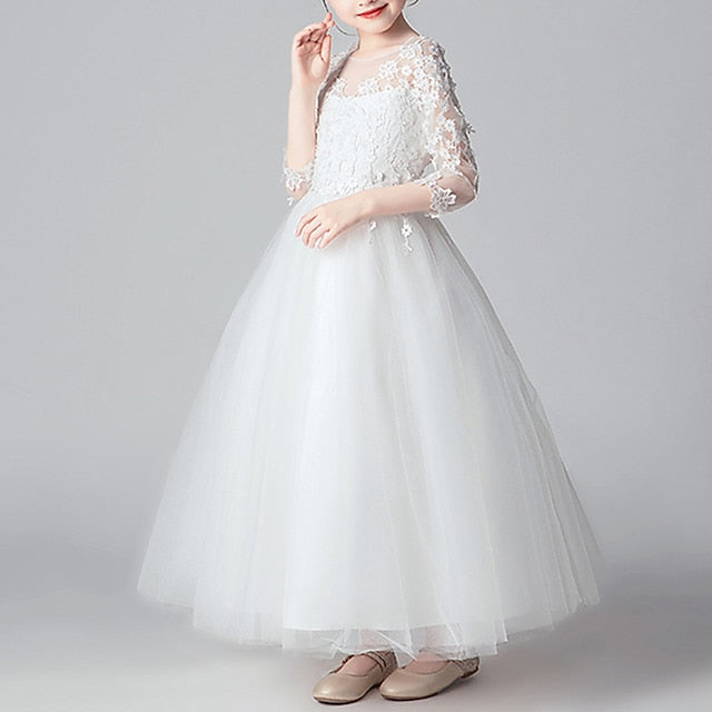 Girls' Flower Color Girl Solid Dress Party Kids
