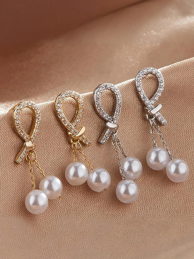 rhinestone earrings with imitation Women's pearl teardrop
