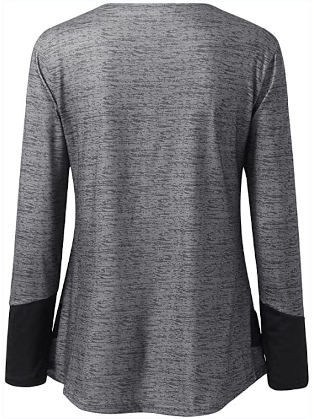 Women's Plus Size T Shirt Buttons Flowing tunic Color Block