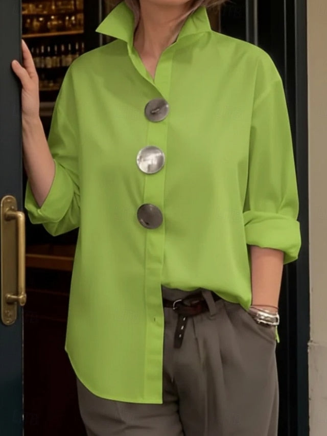 Women's Blouse Buttons Solid Color Elegant Stylish Casual