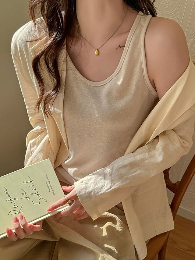 Women's T Shirt Blouse Patchwork Solid Color Fashion Modern