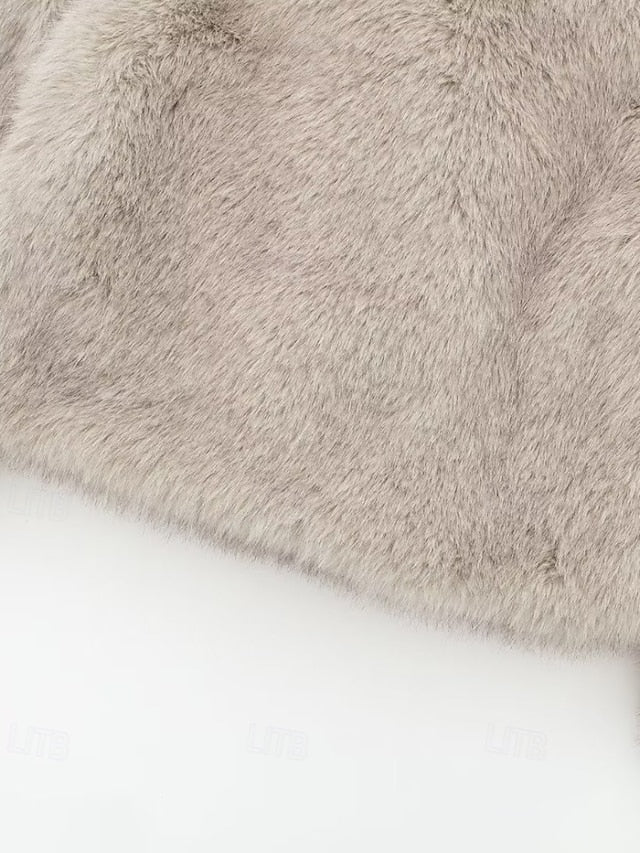 Warm Comfortable Furs Faux Buttons Fur Coat Women's