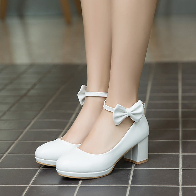 Perfect Bow - Girls' Mary Jane Weddings for Shoes White