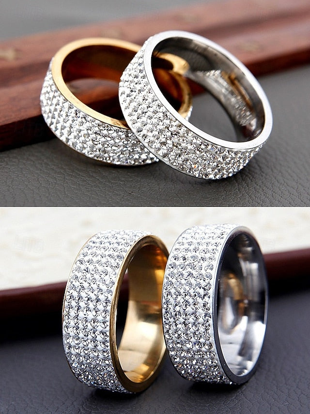 with Full Band Rings Rhinestone Wide Men's Pave