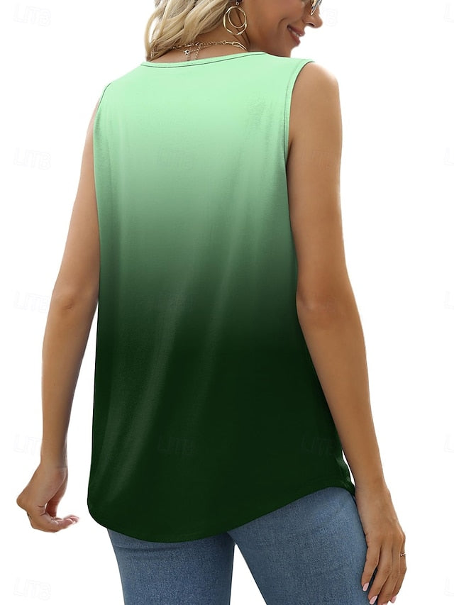 Women's Camisole Tank Top Ruched Print Ombre Graphic Color