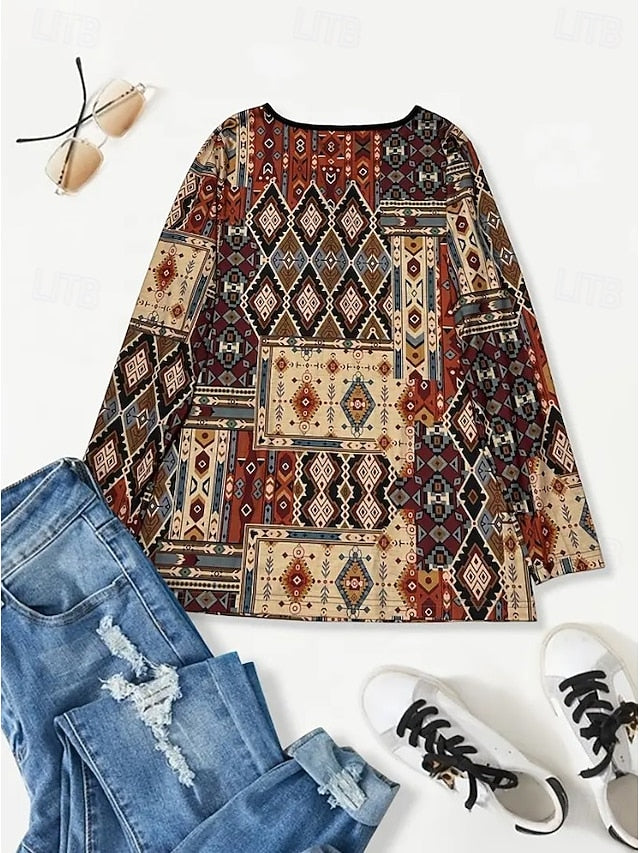 Women's Tunic T Shirt Floral Graphic Geometric Stylish