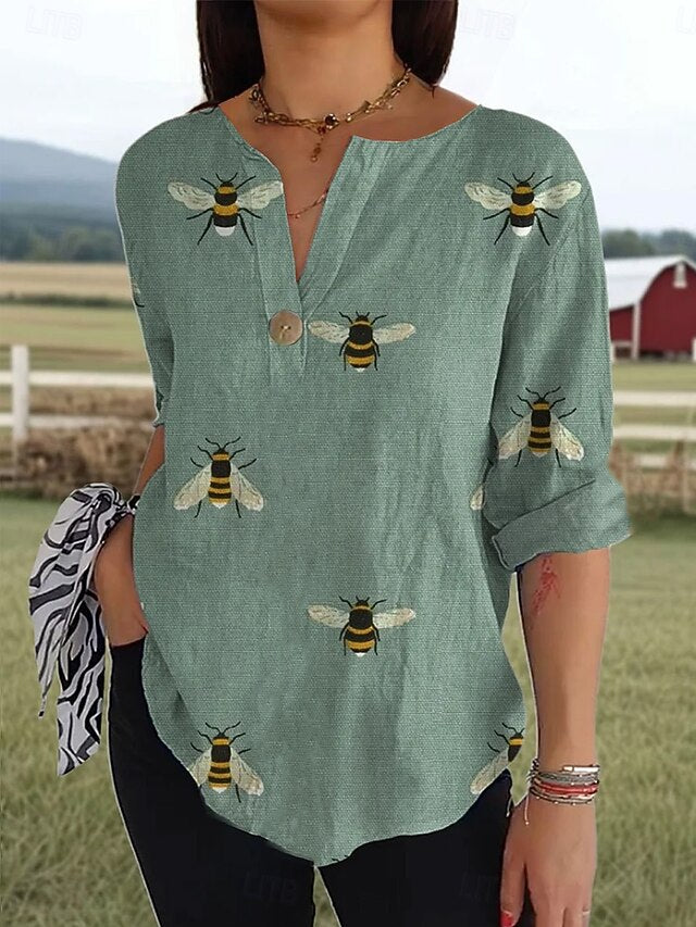 Women's Blouse Linen Like Breathable Lightweight Long