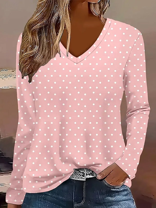 Women's T Shirt Print Graphic Geometric Polka Dot Vintage