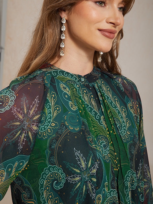 Women's Boho Shirt Blouse Ruffle Paisley Vintage Stylish