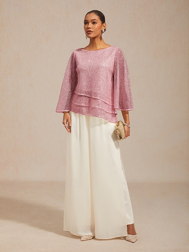 Women's Blouse Lace Tops Illusion Solid Color Elegant