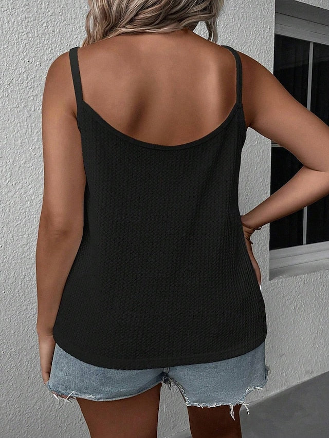 Women's Blouse Camisole Tank Top Buttons Plain Active