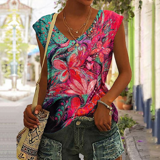 Women's Camisole Tank Top Basic Floral Print Sleeveless