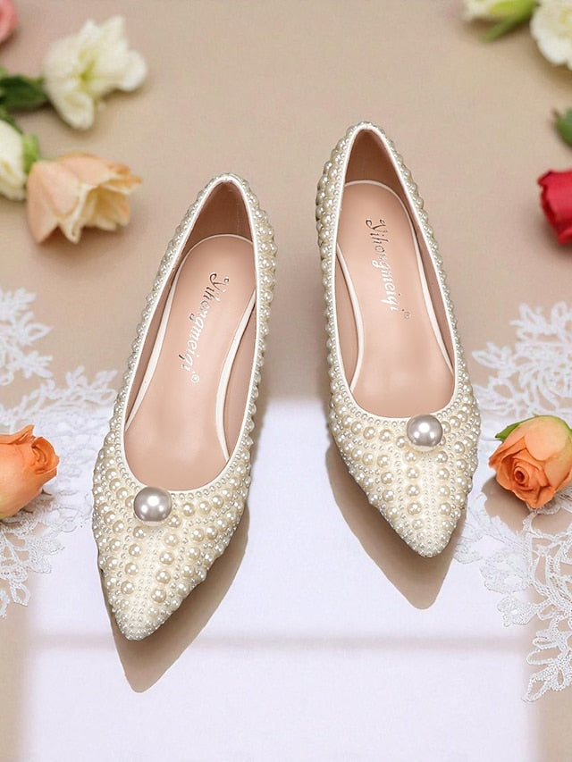 and Kitten Women's Matching Pumps Heel Pearl-Embellished