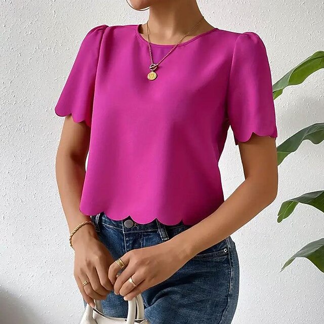 Shirt Blouse Women's Dusty Rose Blue Orange Plain Sexy