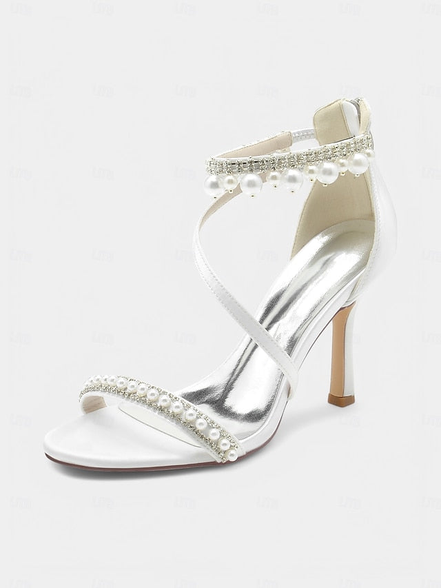 Heels – Party Chic Pointed-Toe Pink Ankle Strap Satin