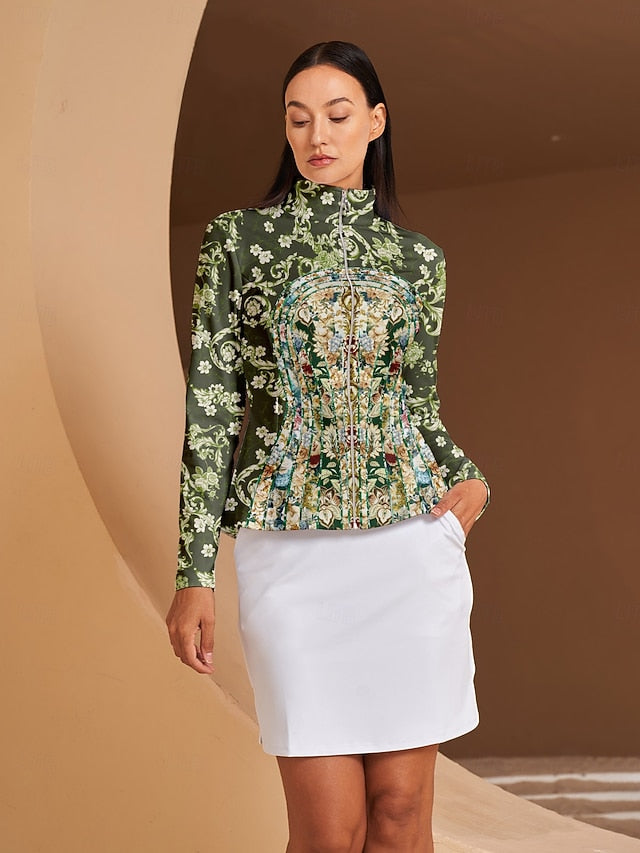 Women's Golf Jacket Green Long Sleeve Top Ladies Golf