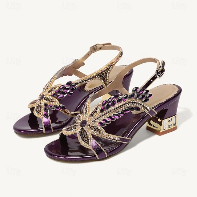 Party Shoes Rhinestone Round Wedding Sandals Women's Toe