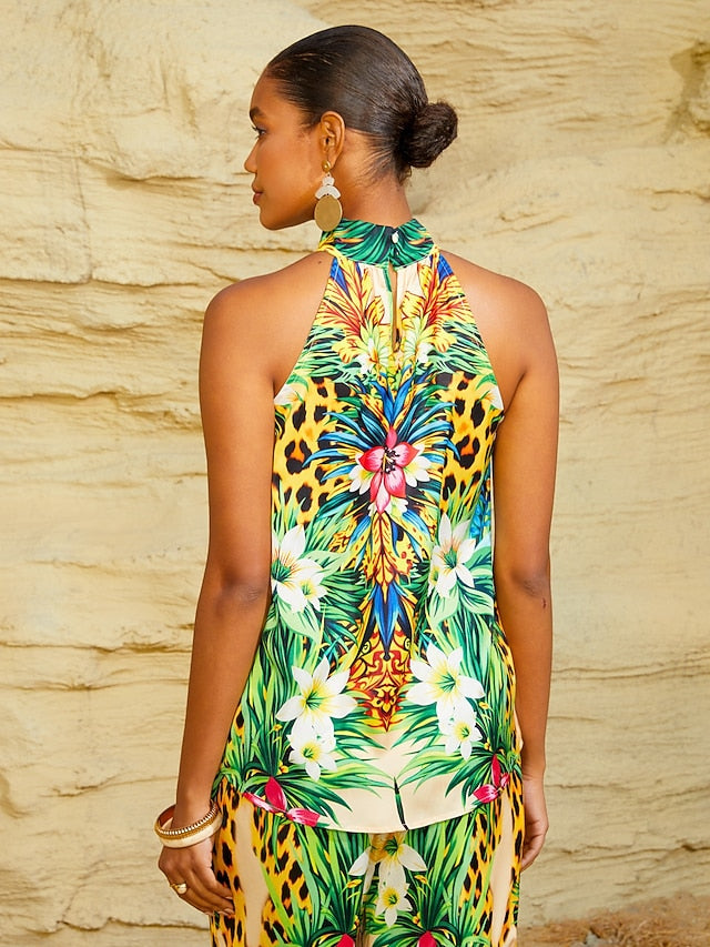 Tropical Temptation Silky Satin Leopard Top
