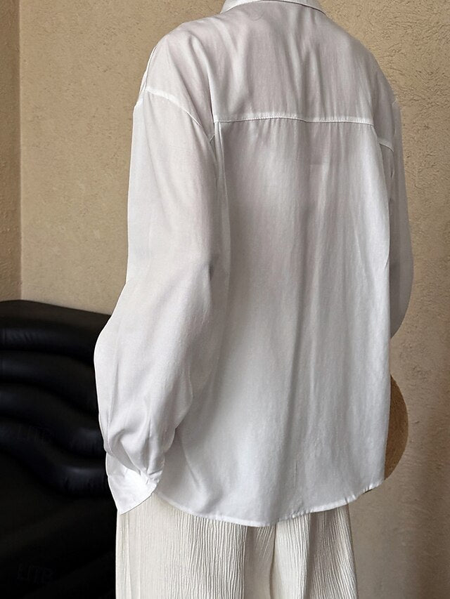 Women's Casual Shirt Button Up Shirt Blouse Lace Patchwork