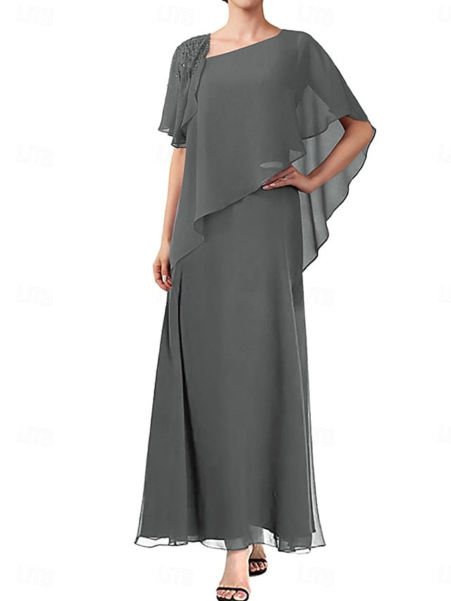 Elegant Neck A-Line Mother Simple Square the Bride of Dress