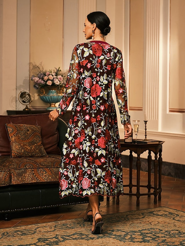 Women's Tea Length Cocktail Dress Dress Set Wedding Guest