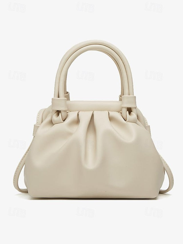 – Handbag Elegant Closure with Cream Drawstring Women's