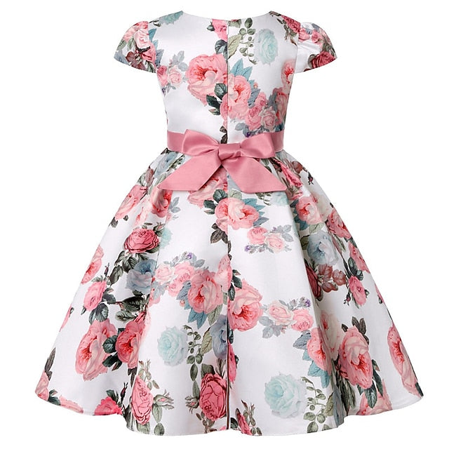 Short Flower Kids Floral Party Sleeve Dress Girls'