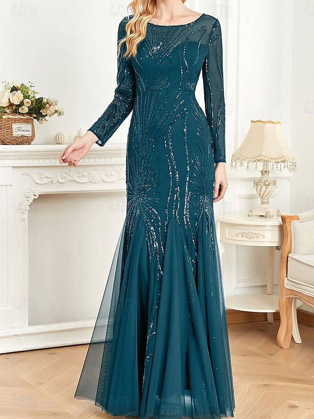 Crew of the Neck Mother Bride Floor Elegant Dress Party