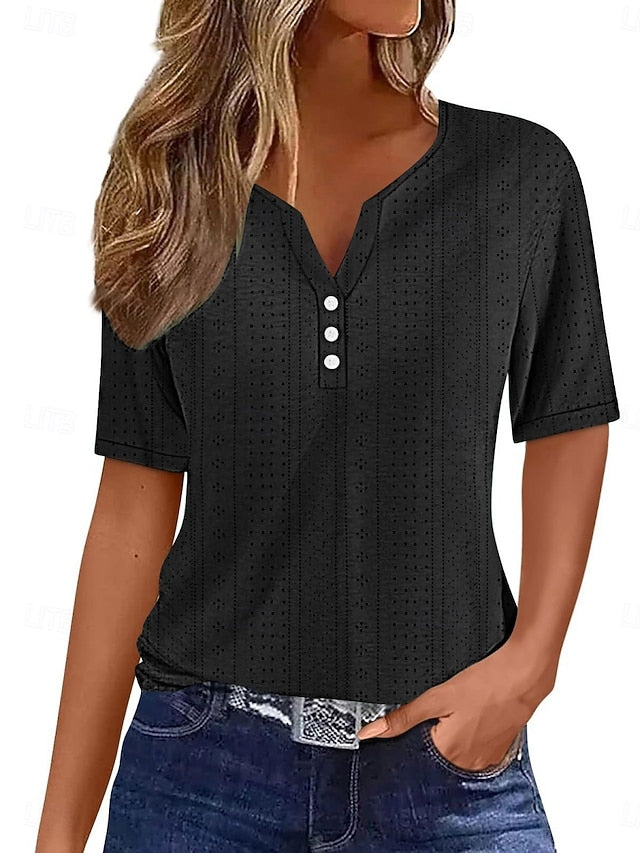 Women's T Shirt Solid Color Plain Stylish Modern Casual