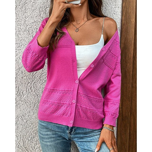 Women's Knit Cardigan Long Sleeve Top Athleisure Fall /