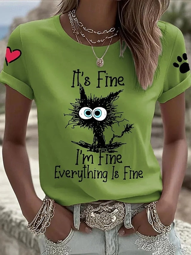 Women's T Shirt Print Graphic Letter Vintage Fashion