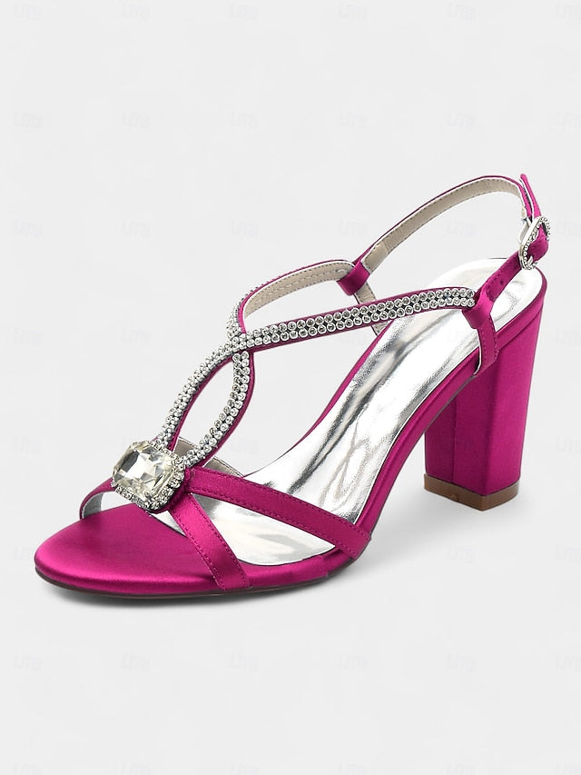 Sandals Elegant – Satin Rhinestone Royal Women's Blue