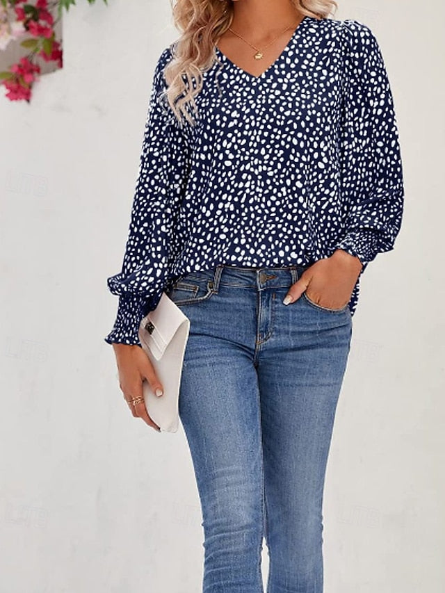 Women's T Shirt Print Floral Casual Long Sleeve V Neck