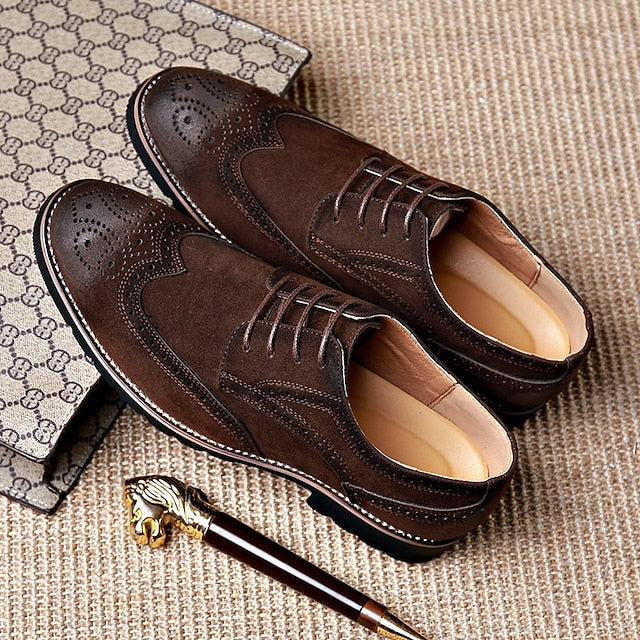 Lace-Up Vintage – Brown Shoes Brogue Derby Men's