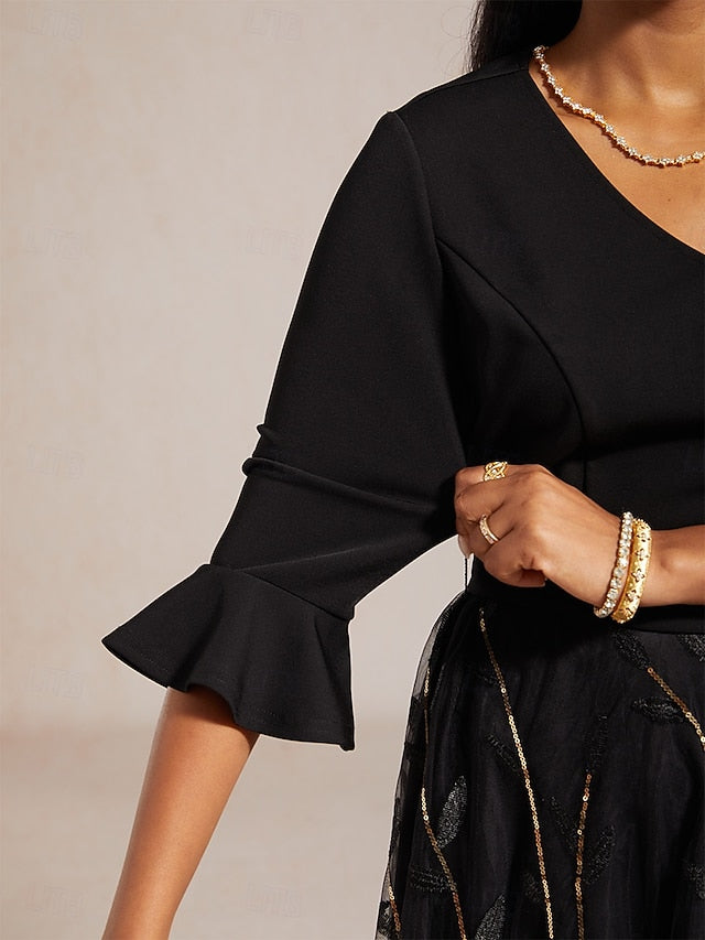Women's Maxi Dress A Line Dress Sequins Embroidered Tulle