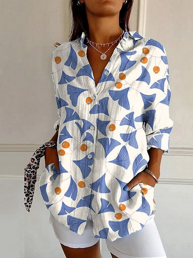 Women's Shirt Buttons Print Floral Graphic Active Daily